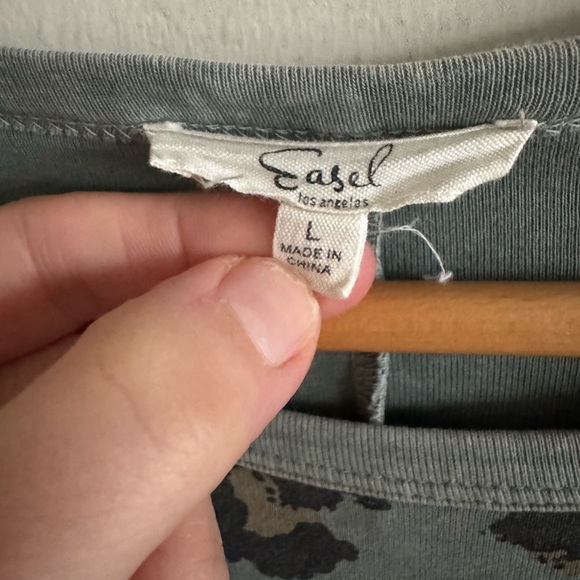 Easel boutique green leopard print oversized long sleeve shirt top - Picture 5 of 6